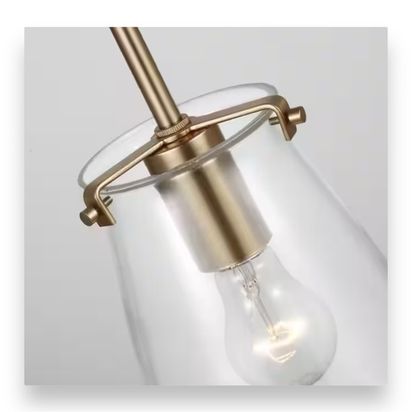 Generation Lighting Blaine 1-Light Satin Brass Hanging Pendant W/ Shade New - Picture 4 of 14
